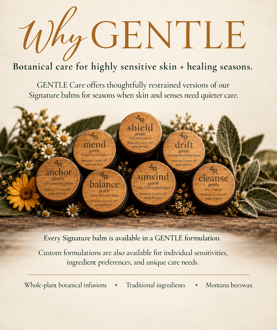 Why GENTLE: botanical balm care for highly sensitive skin and restorative seasons