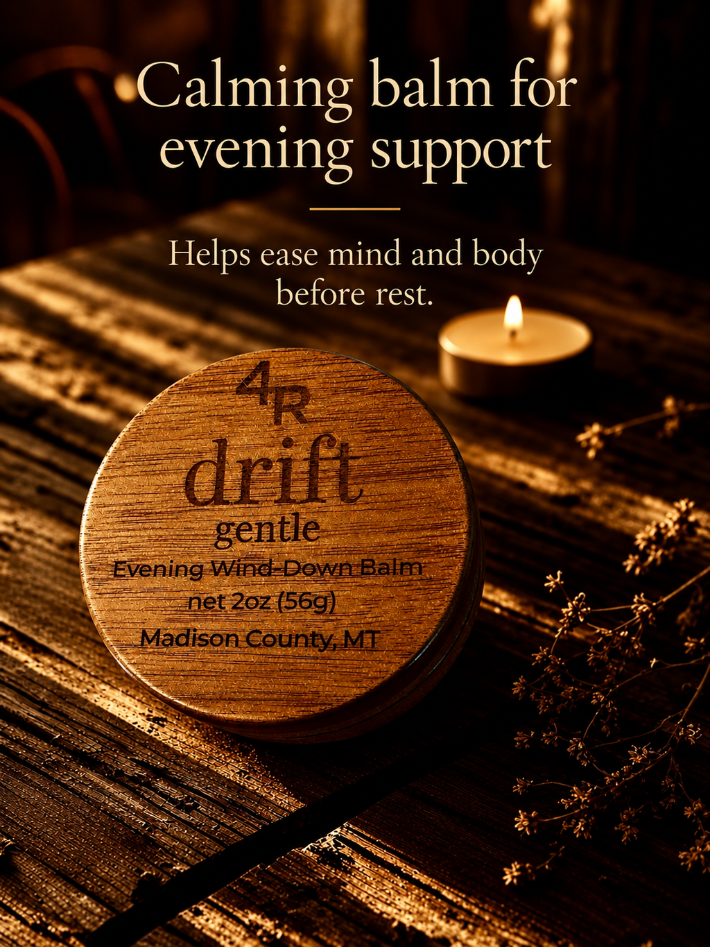 DRIFT GENTLE calming balm for quiet evening and pre-sleep rituals